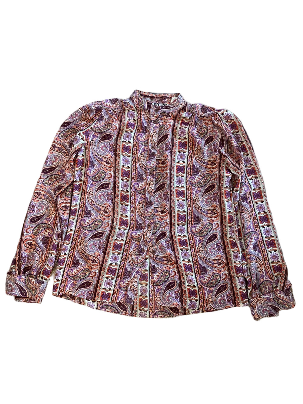 VTG Regina Porter Paisley Print Long Sleeve Blouse Size 8